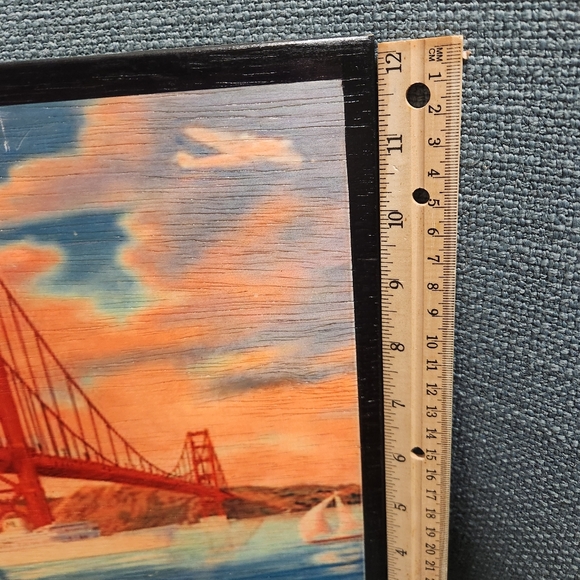 Kitschy Wooden silkscreen art- Golden Gate - Picture 5 of 8